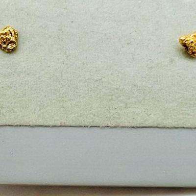 Gold Nugget Earrings Stamped 14K
