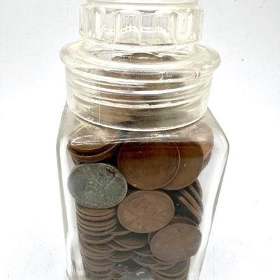Unsearched Jar of Wheat Pennies
