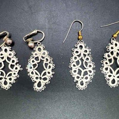 “Old Mirror” Tatted Lace Earrings feat. Sterling Silver
