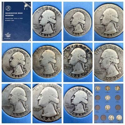 Washington Quarter Collection Silver Coins 1932-1945 Book Number One

