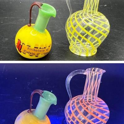 Uranium Glass UV Reactive Miniature Art Glass Vases
