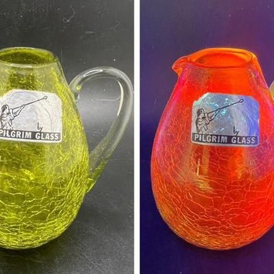 Crackle Vase Pilgrim Glass with Fiery Ultraviolet Glow
