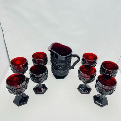Ruby Red Cape Cod Glass  - Vintage Collectible Avon Embossed Set