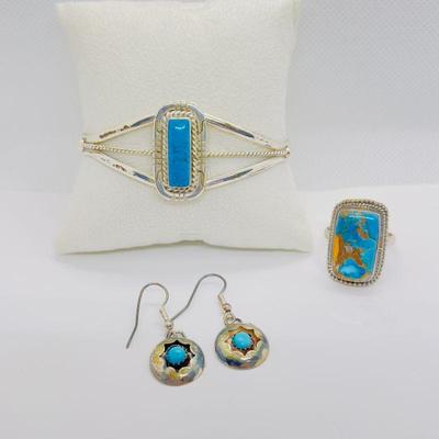 Sterling silver and turquoise set