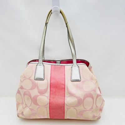 Coach Handbag in Pink and Silver Design