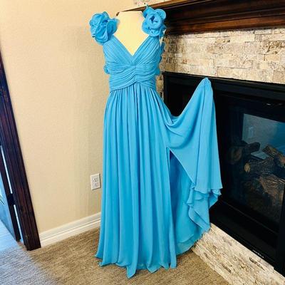 Antonio Melani Blue Evening Gown SZ. 6 - Ruffled Sleeves,