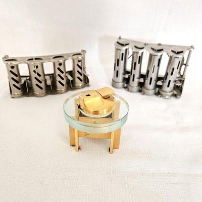  Vintage Lot - MCM RONSON Table Top Glass & Brass Lighter plus Two High speed Coin Changers, McGill