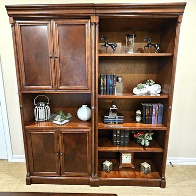  Set of Two Cherry Tone Storage / Book Selves for Office or Family Room each 34"W or 68"W Together