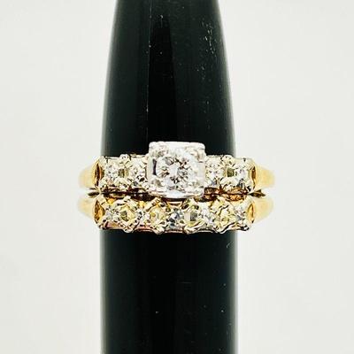  10 Diamond-14k Wedding Set Ring- w/ Appraisal- Sz. 5.5