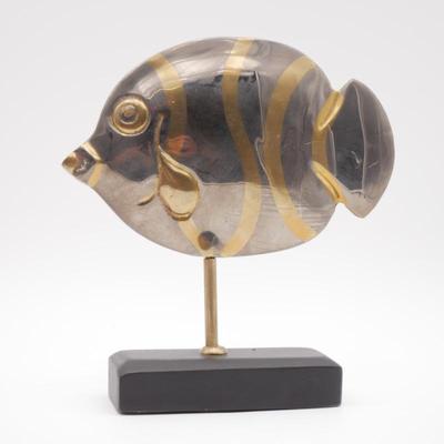 Pier One Brass Tropical Fish Statue on Stand
