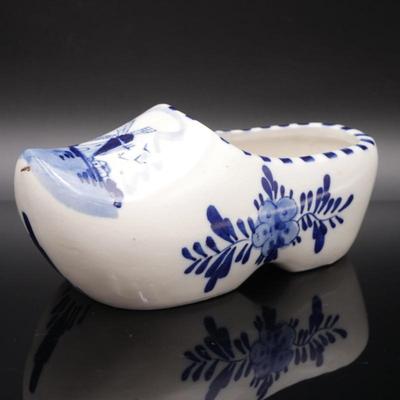 Delft Blue and White Porcelain "Bloom Rite" Dutch Clog
