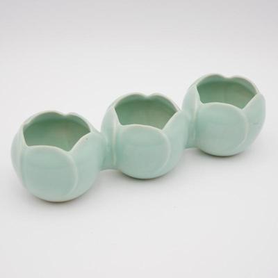 Vintage Pacific Pottery "Three-Link Pansy Bowl" Trio Flower Vase