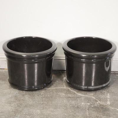 Pair of Gainey Ceramics Black Planters