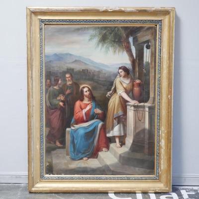 69.5"x 56" 19th-Century Continental School Oil on Canvas Painting