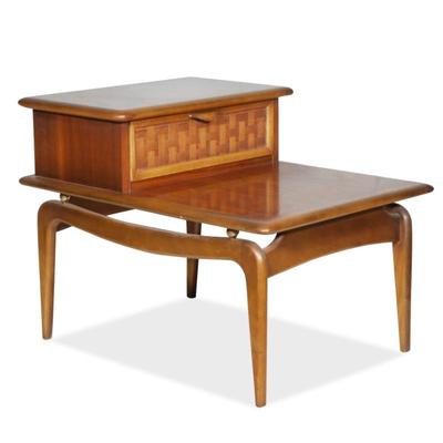 Lane Perception MCM Walnut Step Side Table