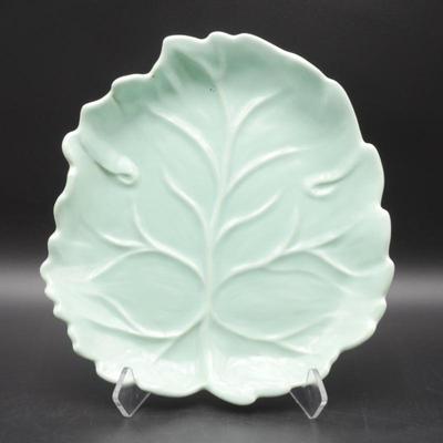 Vintage Catalina Pottery Celadon Glazed Leaf-Shaped Tray