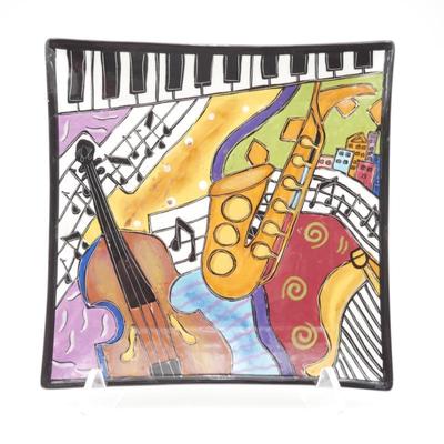 Rhapsody Cafe Handpainted Square Ceramic Plate