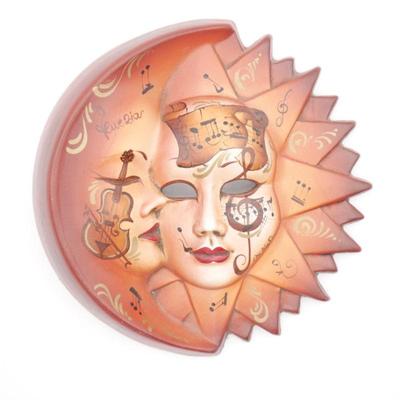Vintage Venetian Ceramic Decorative Sun and Moon Mask