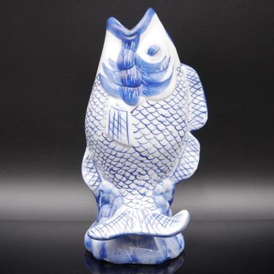 Vintage Koi Fish Carp Vase/Pitcher in Chinoiserie Style
