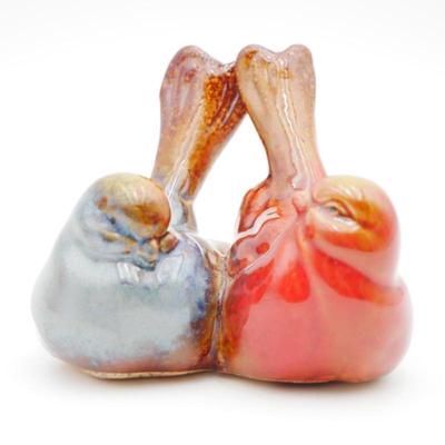 Pair of Glazed Ceramic Bird Figurines