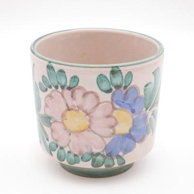 Italian Ceramic Planter with Hand-Painted Floral Motif