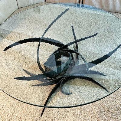 Silas Seandel (Sculptor) Brutalist Sculpture Glass Top Coffee Table. #silasseandel