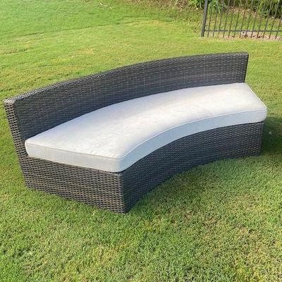 Brown Rattan Curved Sofa