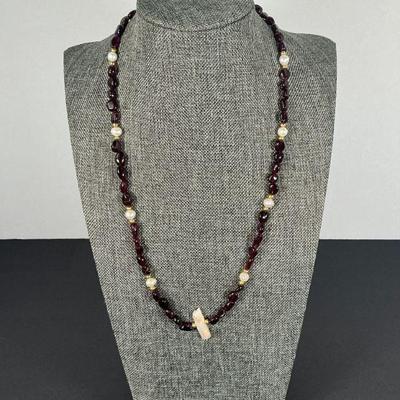 Garnet & Pearl Necklace