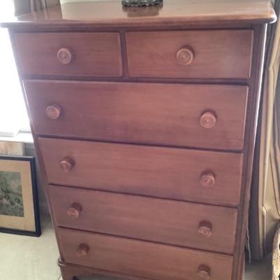 SOLD-$165-chest with 6 drawers 46"H 32"L 18"depth -matches dresser and twin beds