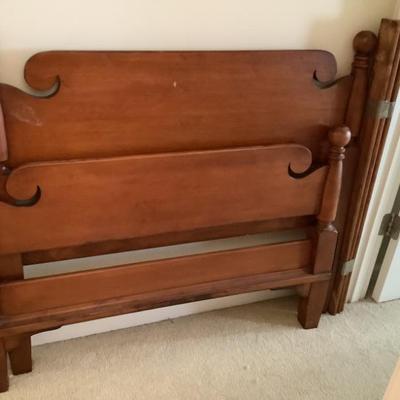 $115-twin bed frame 38"H headboard & 28"H footboard matches dresser, chest, and other twin bed