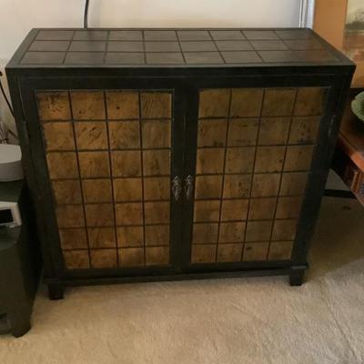 $50- black multi use cabinet 31”H 34”L 14”depth
