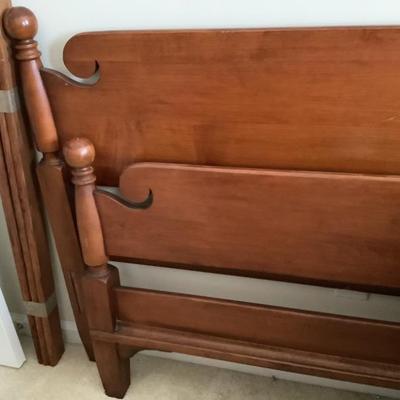 $115-twin bed frame 38"H headboard & 28"H footboard matches dresser, chest, and other twin bed