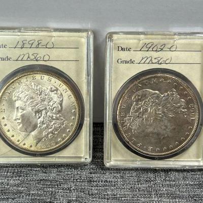 1898 and 1902 Morgan Silver Dollars 