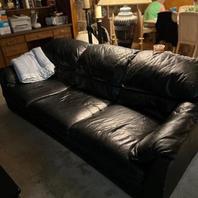 lawanna black leather couch