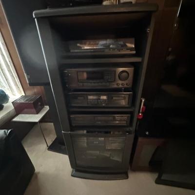onkyo stereo system with cabinet