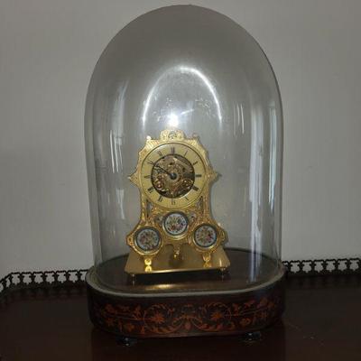 Antique French porcelain insert  clock under glass