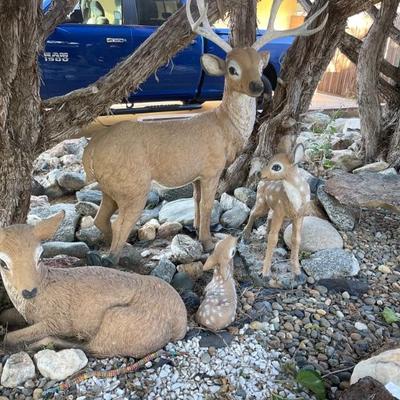 Garden plaster deer family vintage 
