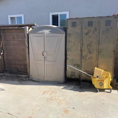 Metal lockers 
Plastic garden shed 