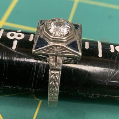 hei8106 Art Deco Style White Topaz filigree ring w/ Blue Sapphires 925 Sterling		https://www.ebay.com/itm/126658520720
