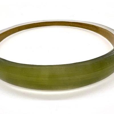 #69 • Alexis Bittar Vintage Lucite Tapered Iridescent Green Bangle Bracelet
