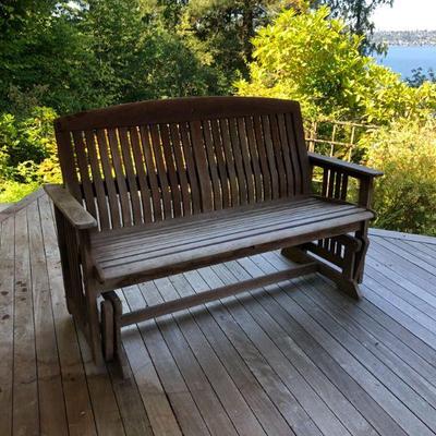 Teak Lincoln Glider Bench. 