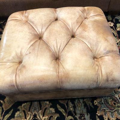 Hancock Natural Leather Ottoman 27in x 29.1/2in x 15in H
