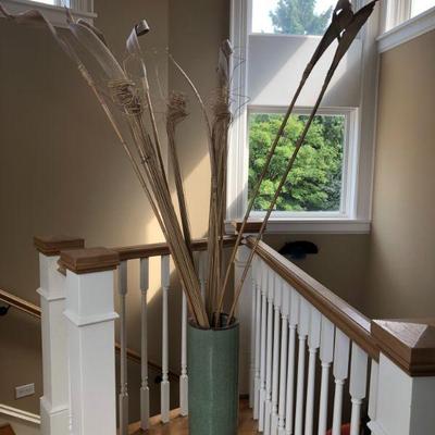 Celadon Green Umbrella Vase,  Tall Bamboo Stick Decoration. 