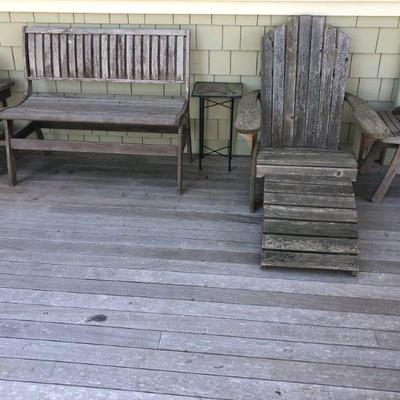 Teak Benches, Adirondack Chairs, Ottoman, Side Tables