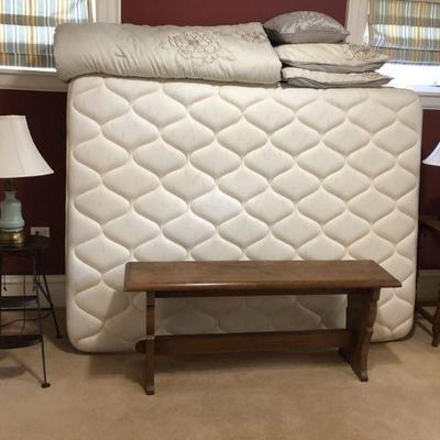 Bench, Full Size Mattress and Box Spring, Night Stands,  Lamps Comforter and Shams.