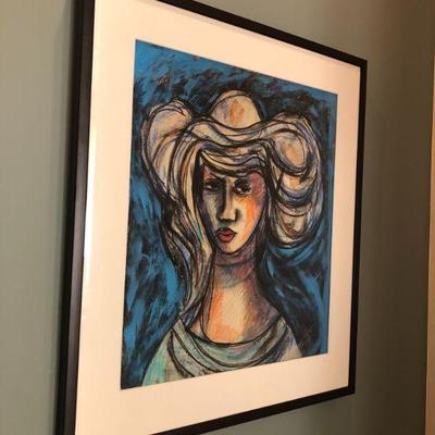 Framed Untiled Art by Cuban Artist, Jose Loreto Horruitner  Frame: H 30.1/4in H | W 26.3/4in