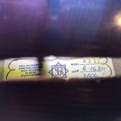Label inside Strad Copy showing Model no. (A211), Serial Number (6-1530) and Manufacture Date (7/56)