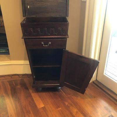 Chest shown with lid up and door open.