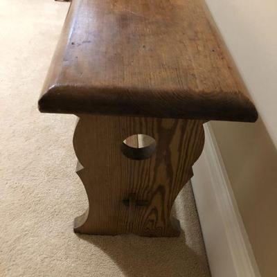 Sideview of Amish Style Trestle Bench