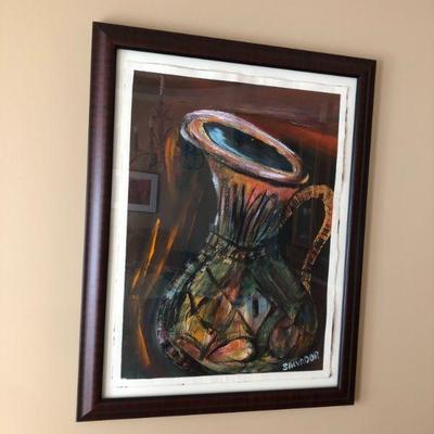 Untitled, Signed Salvador. Mixed Media on Paper. Frame: H 36in | W 28.1/4in
